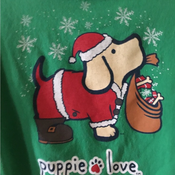 Girls/Youth Puppy Love Christmas Santa Long Sleeve Shirt - Picture 5 of 5